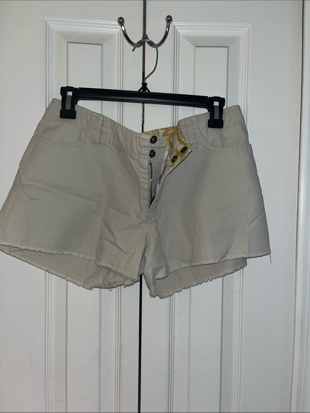 Hurley Light Beige Women's Jean Shorts with Button Fly